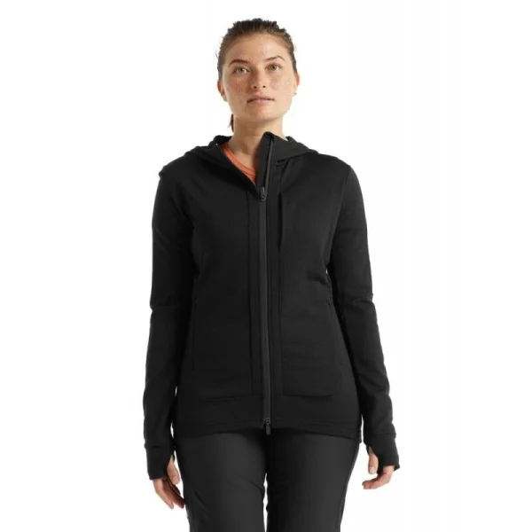 Vente flash 🛒 Icebreaker Quantum III LS Zip Hood – Polaire en laine mérinos femme I Hardloop 😍 achetez 1